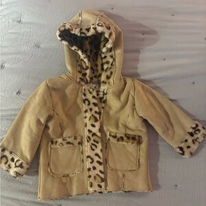 Kids Tan Leopard Print Hooded Jacket